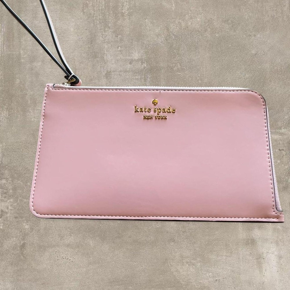 Kate Spade Pink Zip Wristlet Wallet Leather Slim Clutch Pouch